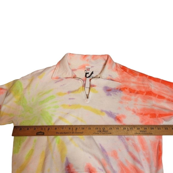 NWT RE/DONE Hanes 70s Neon Space Dye Cotton 1/4 Zip Sweatshirt Size Medium - Picture 15 of 16